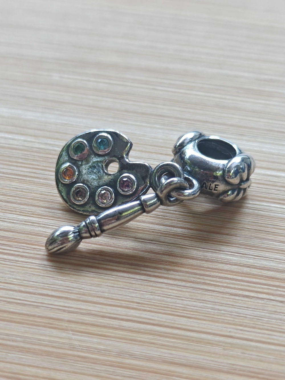 Pandora Sterling Silver Artist Palette & Brush Charm - Multicolor Stones